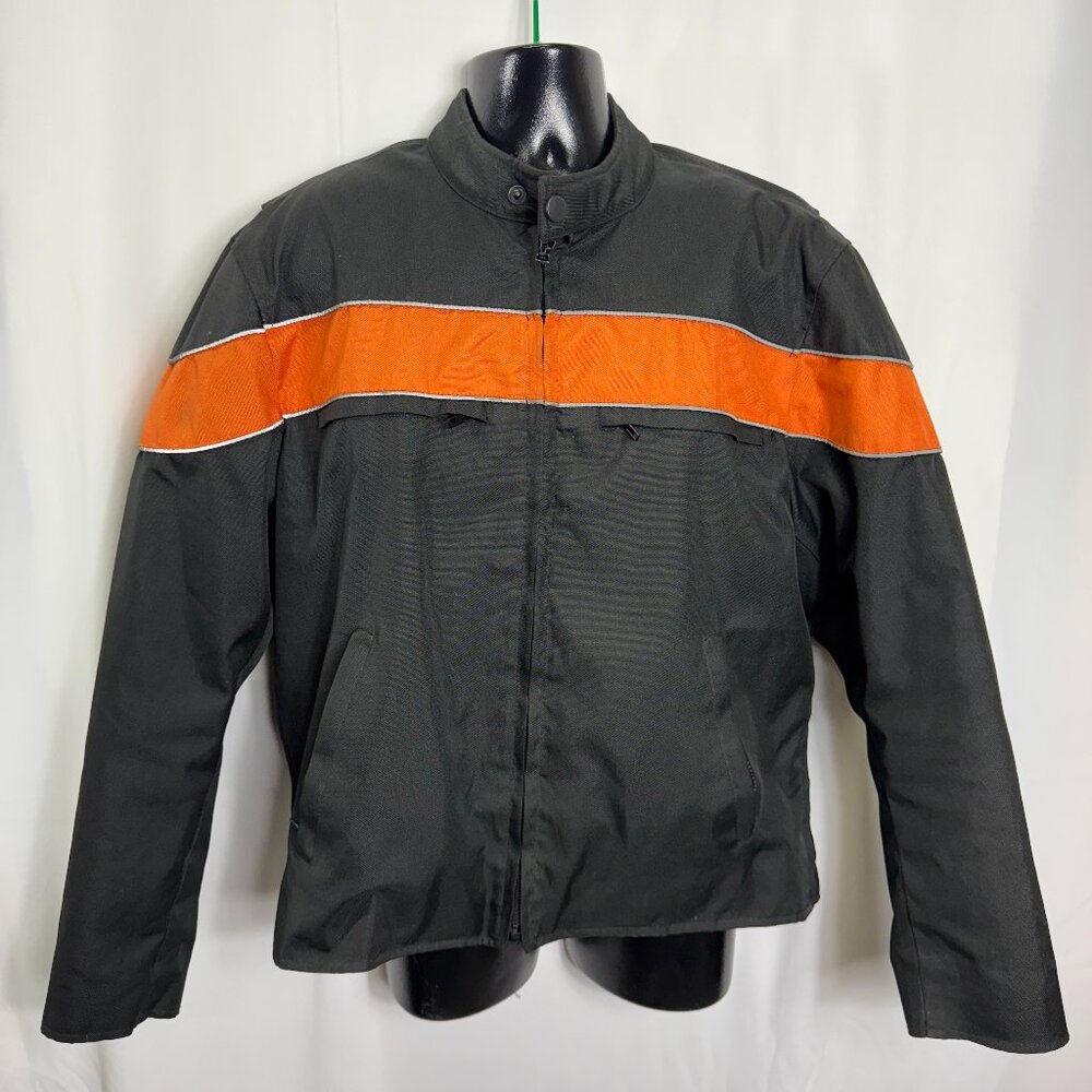 IK Textile Motorcycle Jacket Nylon Removable Liner Black Orange Mens Size XL